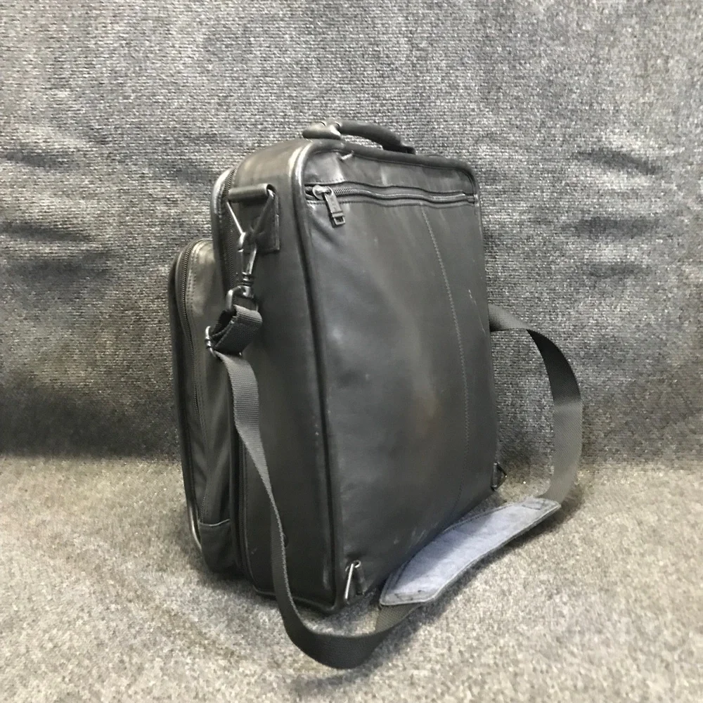 TUMI‎ Black Leather Messenger Bag Adjustable Crossbody Brief Travel Business